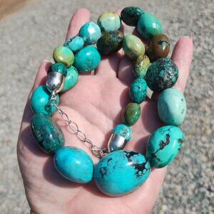 Jay King DTR Hubei Turquoise nugget necklace 925 Sterling Silver  Very beautiful